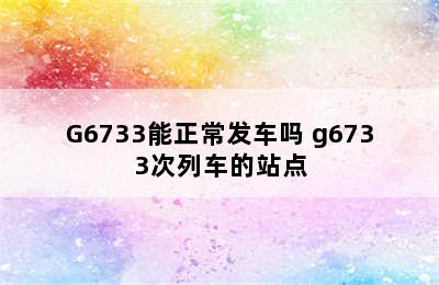 G6733能正常发车吗 g6733次列车的站点